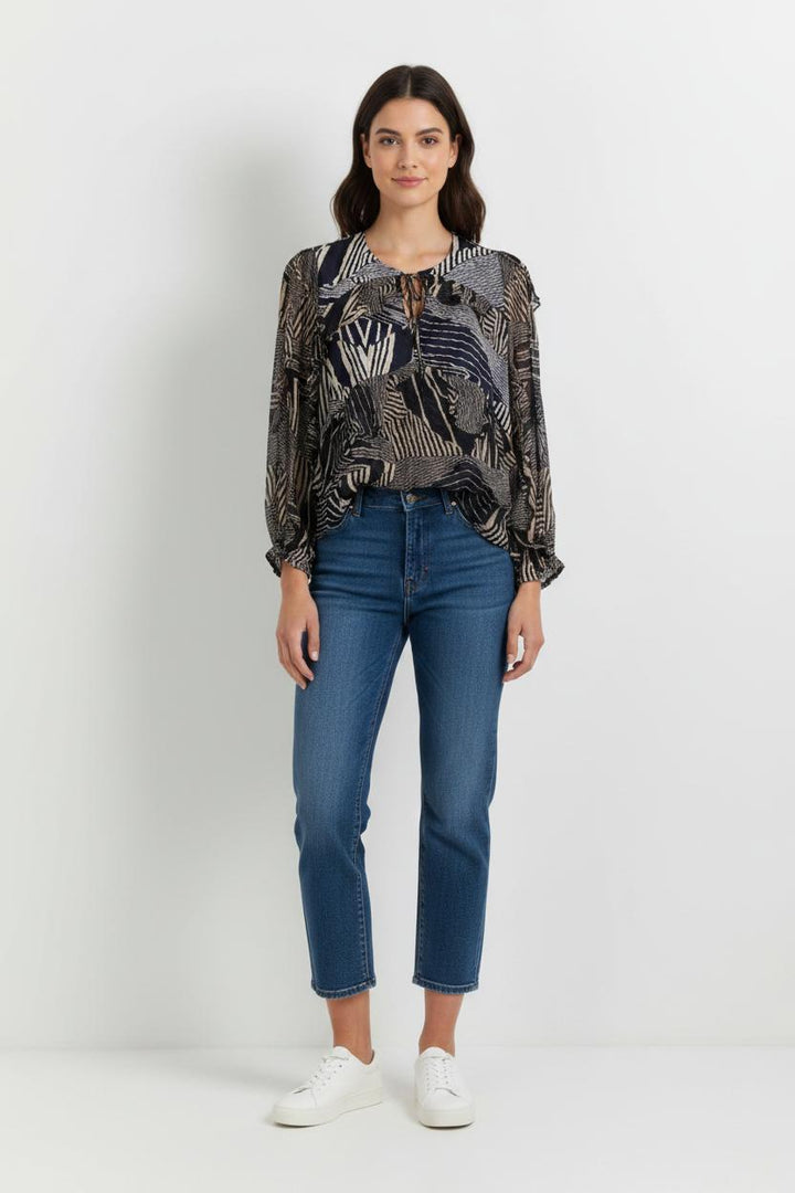 Blouse Bleu et Beige - Taille XS/34 de la marque ba&sh | PARAD101939 - Vendu par Paradigme - Image 1