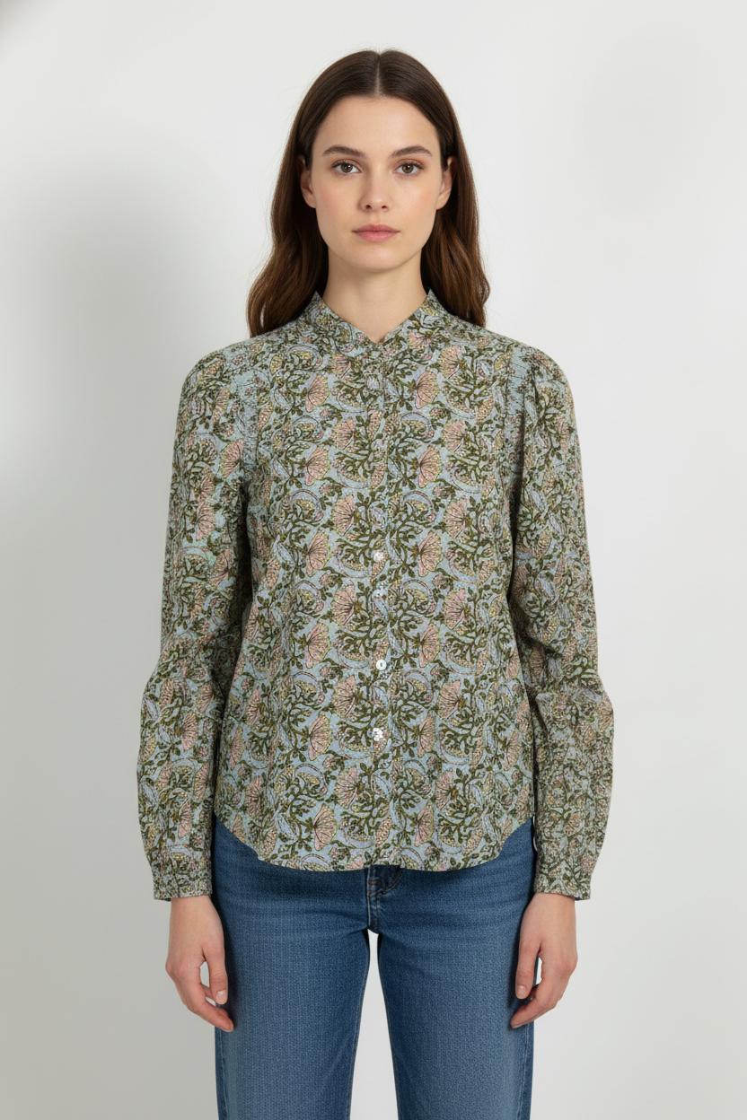 Blouse Bleue et Verte - Taille XS/34 de la marque Maison 123 | PARAD101944 - Vendu par Paradigme - Image 1
