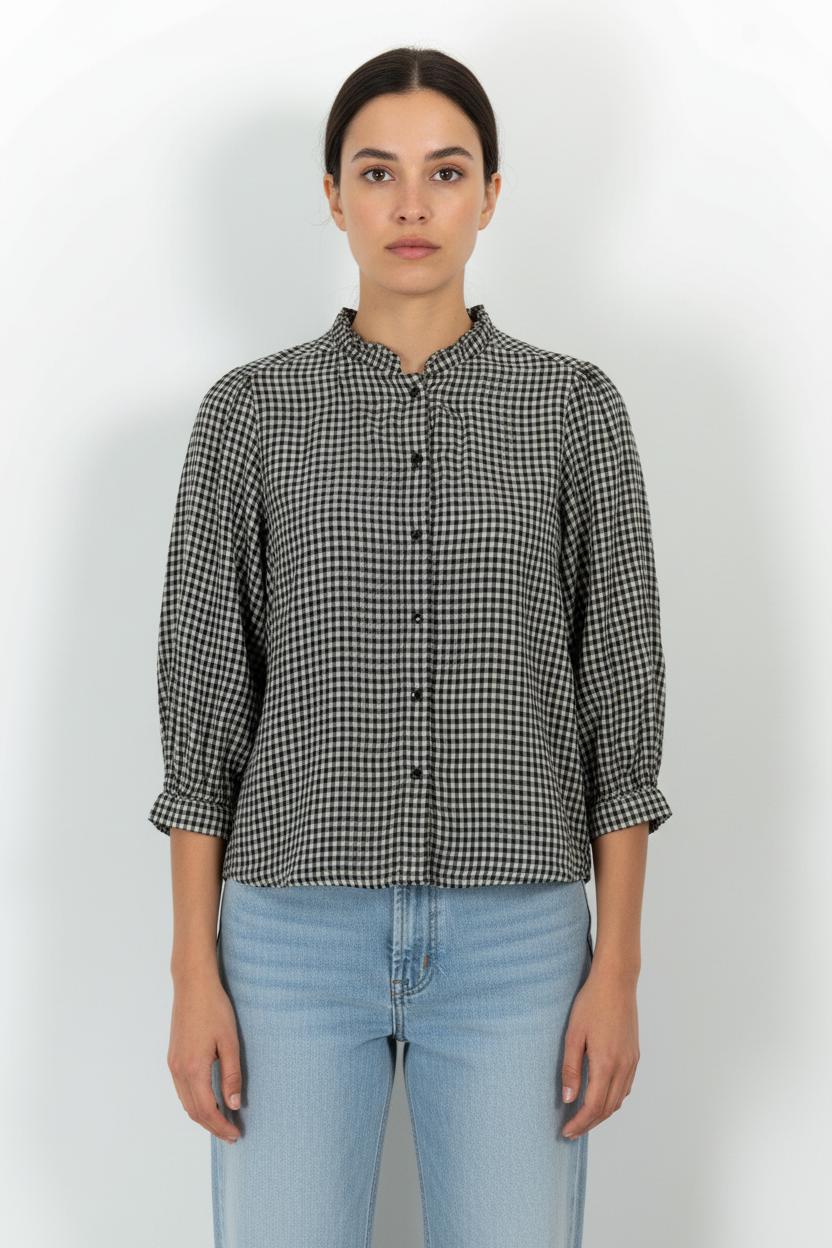 Chemise à Carreaux Noire et Blanche - Taille S/36 de la marque Maison 123 | PARAD101949 - Vendu par Paradigme - Image 1