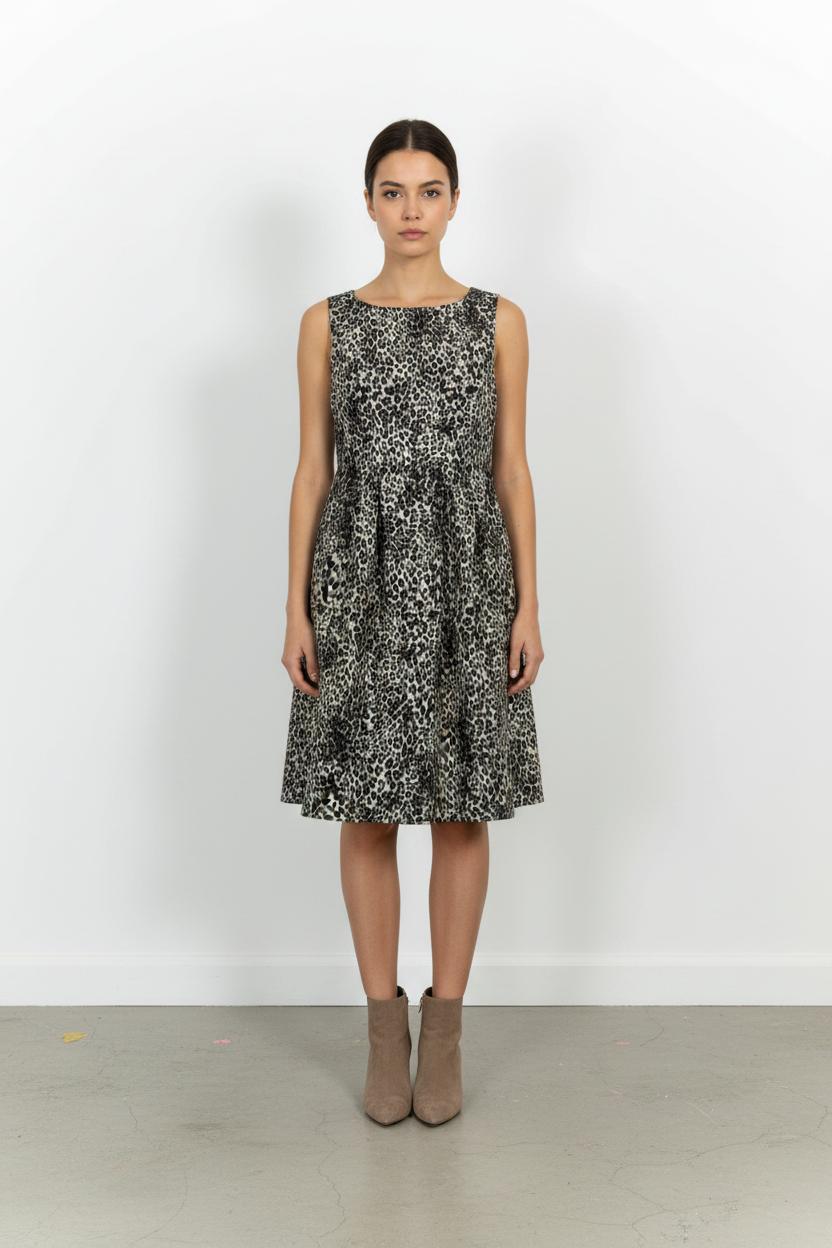 Robe Sans Manches Léopard Noire et Blanche - Taille L/40 de la marque Max Mara | PARAD101951 - Vendu par Paradigme - Image 1