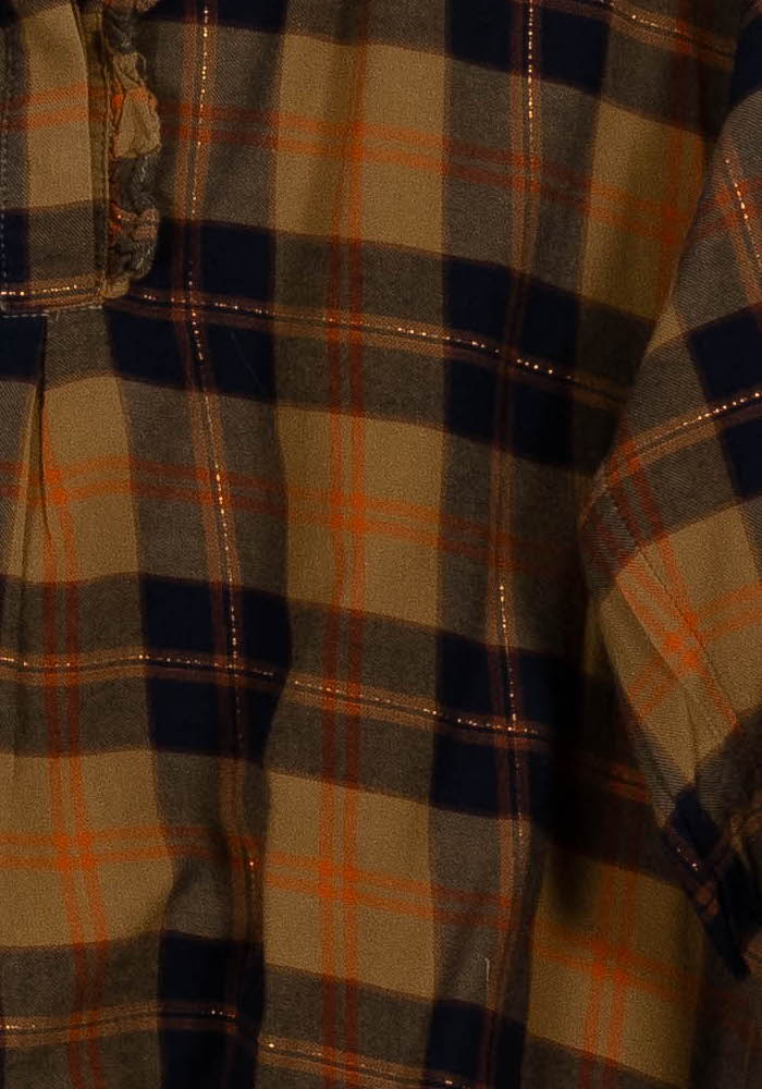 Blouse Carreaux Marron et Bleu - Taille L/40 de la marque Caroll | PARAD101952 - Vendu par Paradigme - Image 3