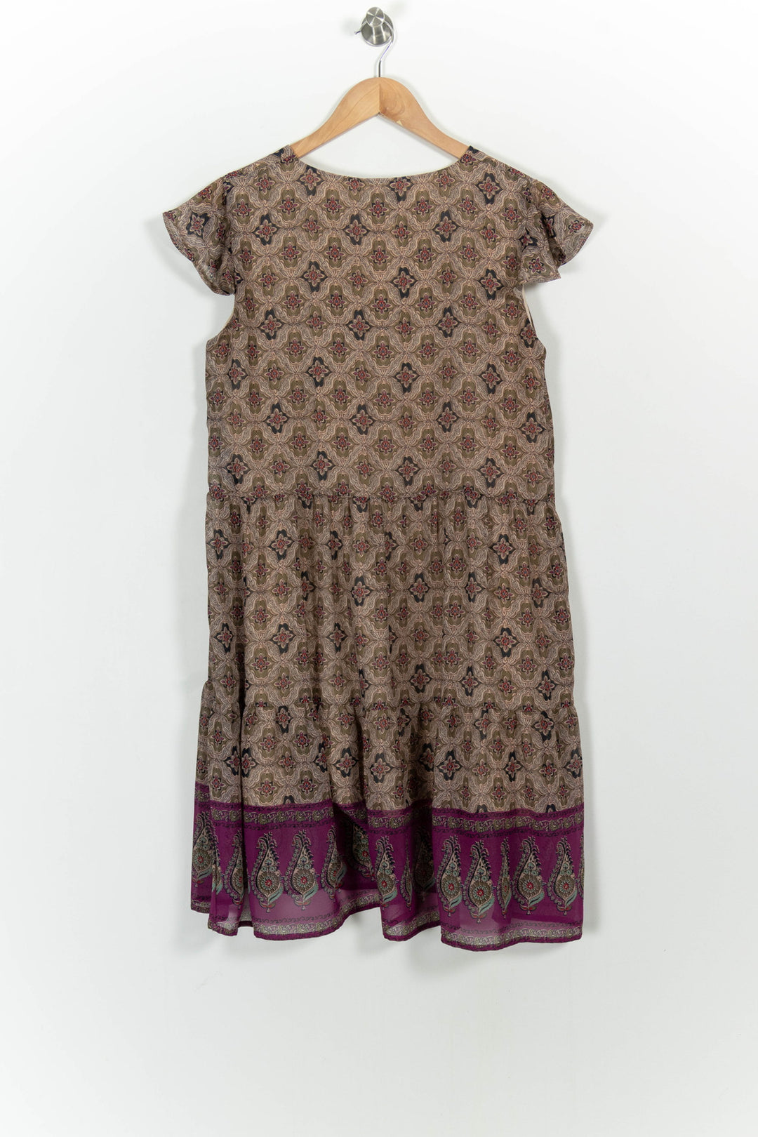 Robe Courte Marron et Violet - Taille L/40 de la marque La Fée Maraboutée | PARAD101953 - Vendu par Paradigme - Image 4
