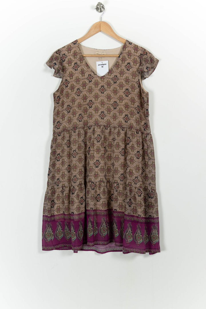 Robe Courte Marron et Violet - Taille L/40 de la marque La Fée Maraboutée | PARAD101953 - Vendu par Paradigme - Image 2