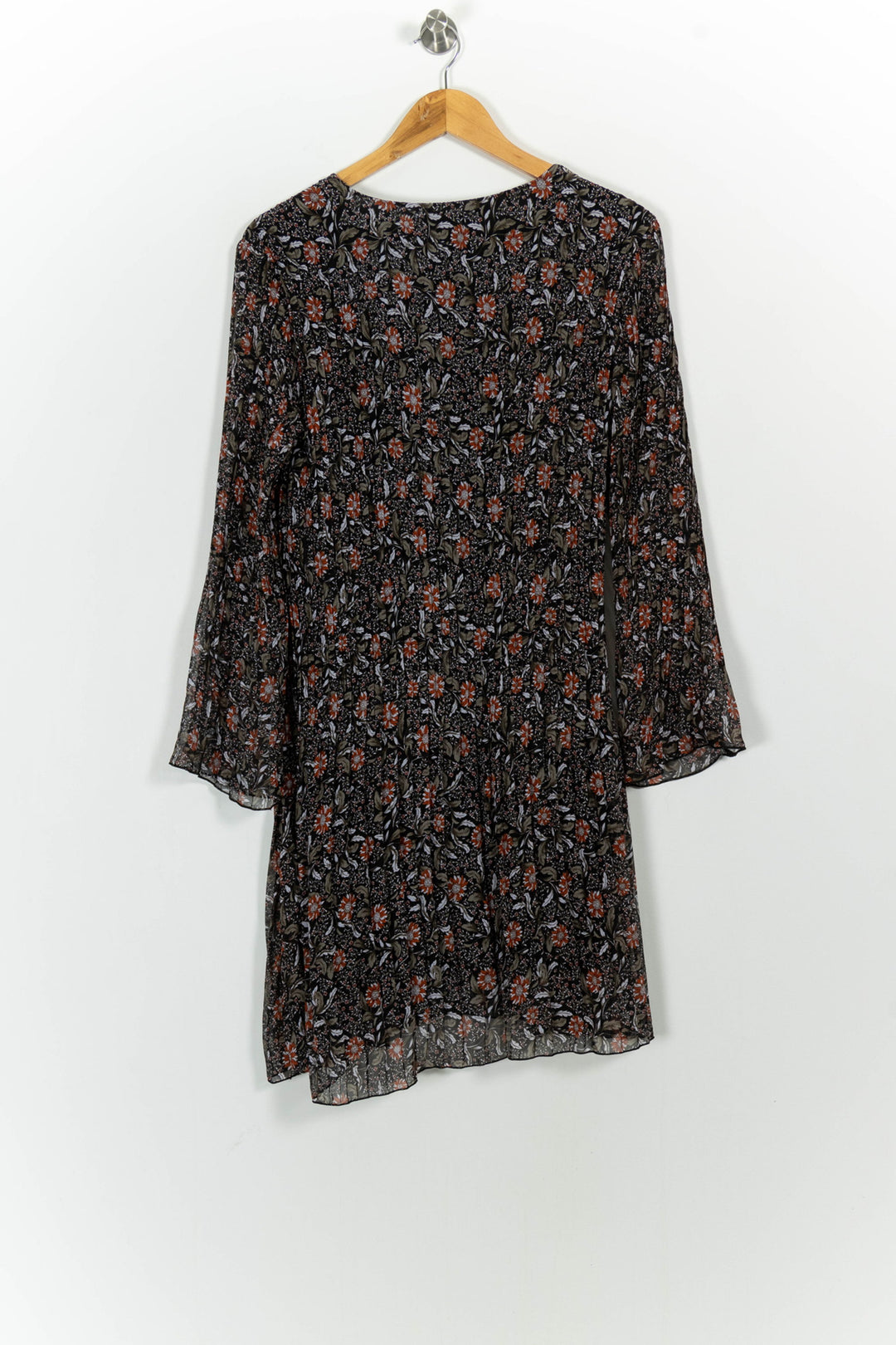 Robe Fleurie Noire et Orange - Taille M/38 de la marque La Fée Maraboutée | PARAD101955 - Vendu par Paradigme - Image 4