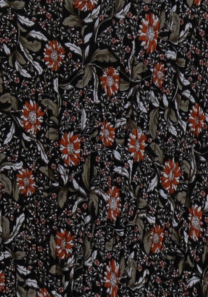 Robe Fleurie Noire et Orange - Taille M/38 de la marque La Fée Maraboutée | PARAD101955 - Vendu par Paradigme - Image 3