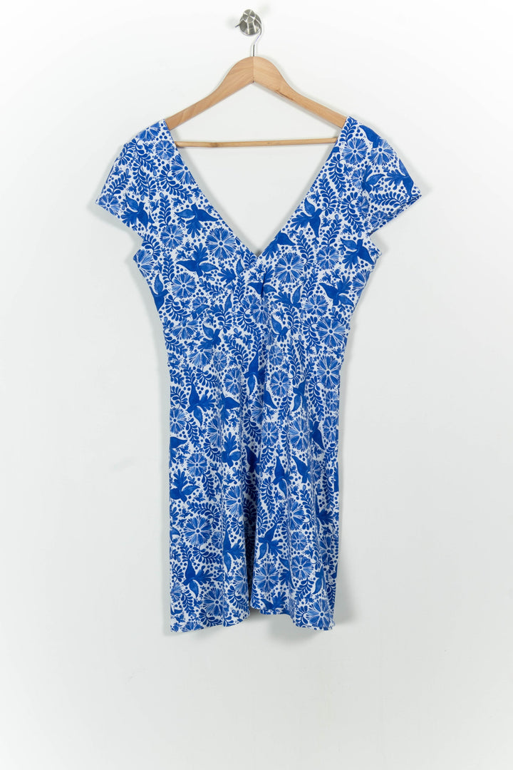 Robe Fleurie Bleue et Blanche - Taille XL/42 de la marque Soi Paris | PARAD101962 - Vendu par Paradigme - Image 4