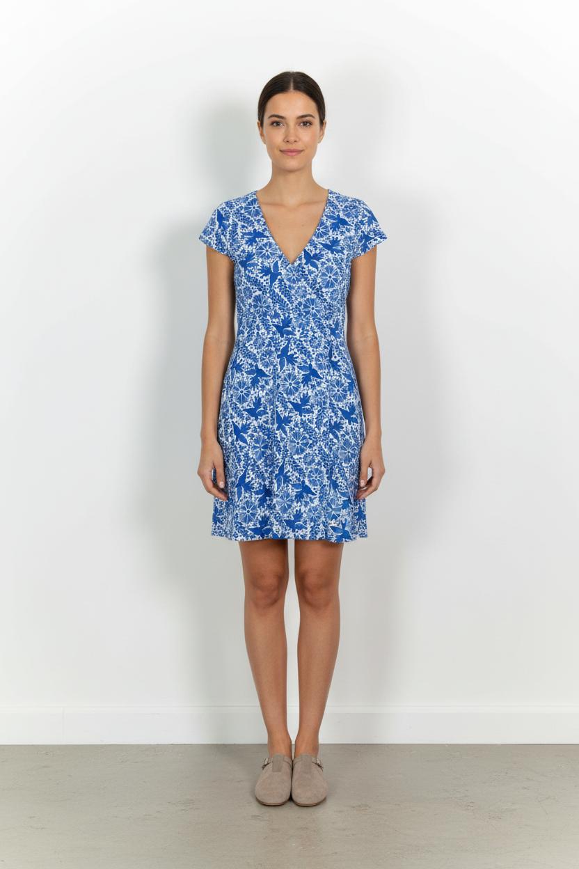Robe Fleurie Bleue et Blanche - Taille XL/42 de la marque Soi Paris | PARAD101962 - Vendu par Paradigme - Image 1