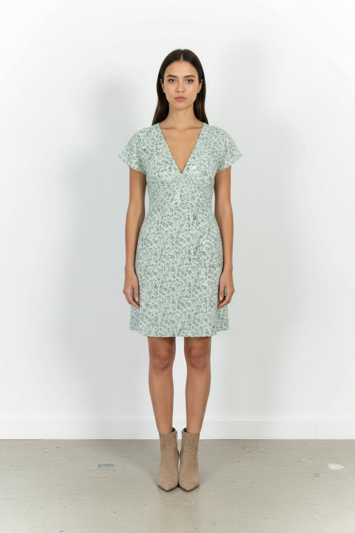 Robe Courte Verte à Fleurs - Taille XS/34 de la marque Karl Marc John | PARAD101965 - Vendu par Paradigme - Image 1