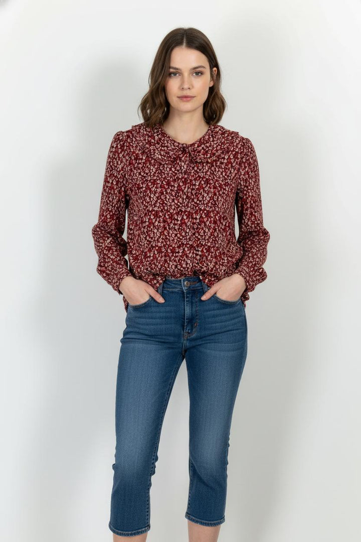Blouse Bordeaux et Beige - Taille M/38 de la marque Karl Marc John | PARAD101970 - Vendu par Paradigme - Image 1