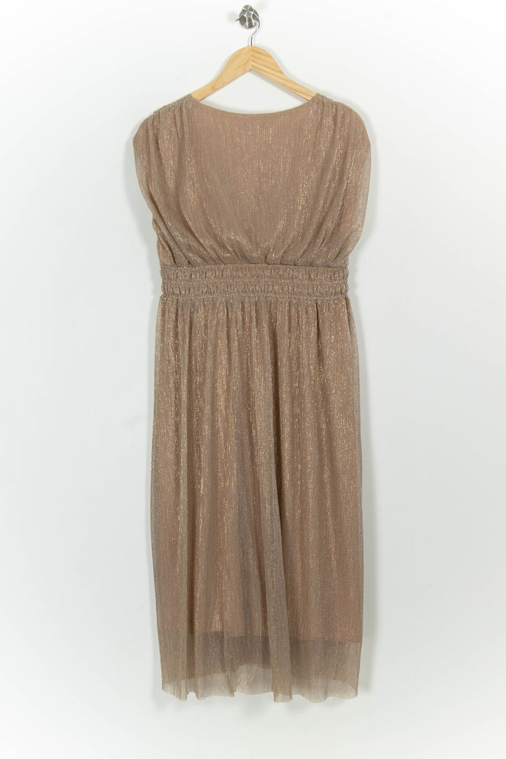 Robe Plissée Beige - Taille L/40 de la marque Caroll | PARAD101972 - Vendu par Paradigme - Image 4