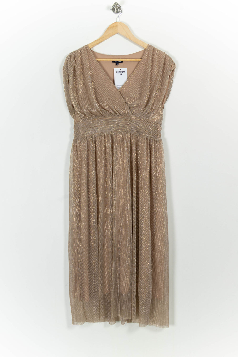 Robe Plissée Beige - Taille L/40 de la marque Caroll | PARAD101972 - Vendu par Paradigme - Image 2