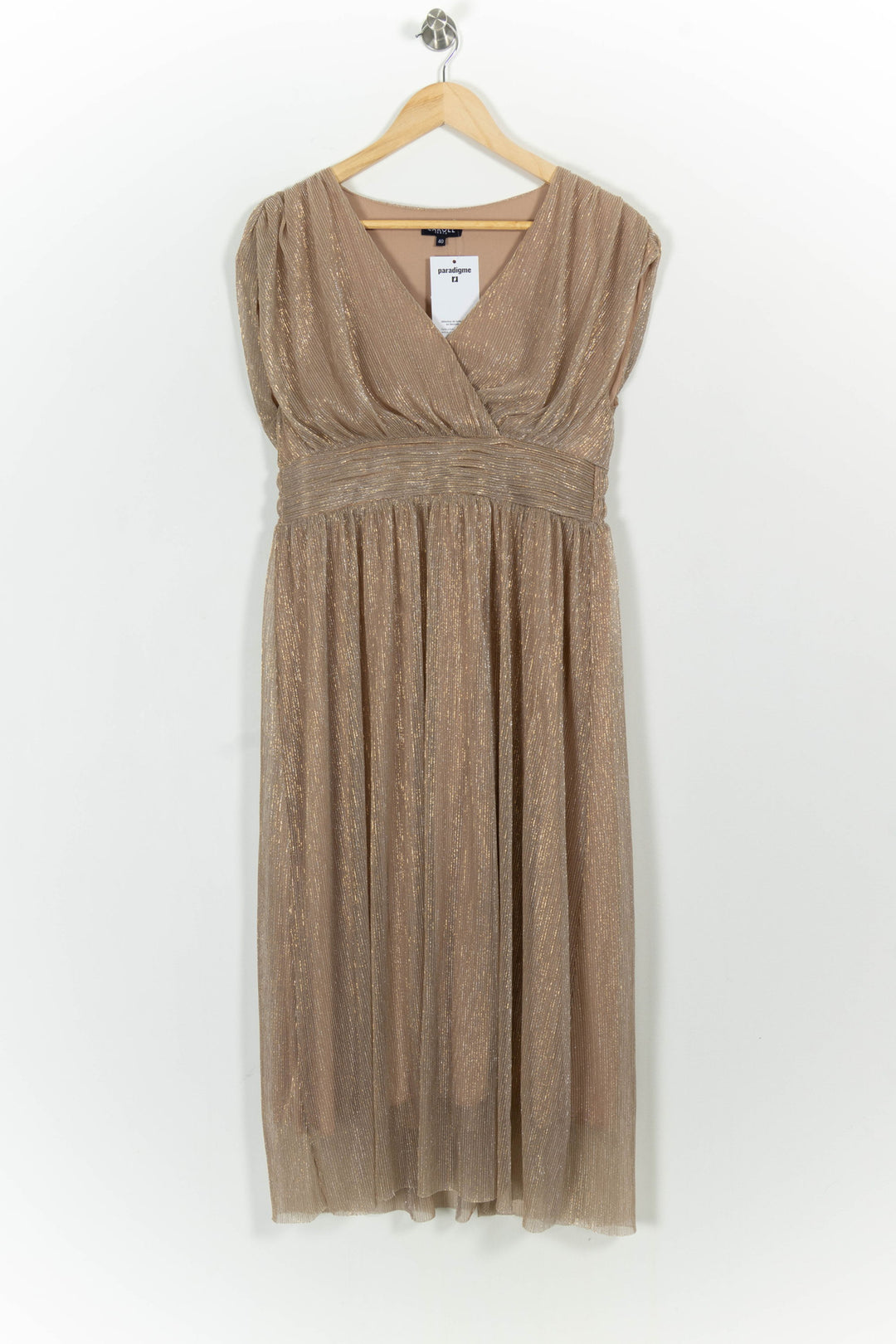 Robe Plissée Beige - Taille L/40 de la marque Caroll | PARAD101972 - Vendu par Paradigme - Image 2