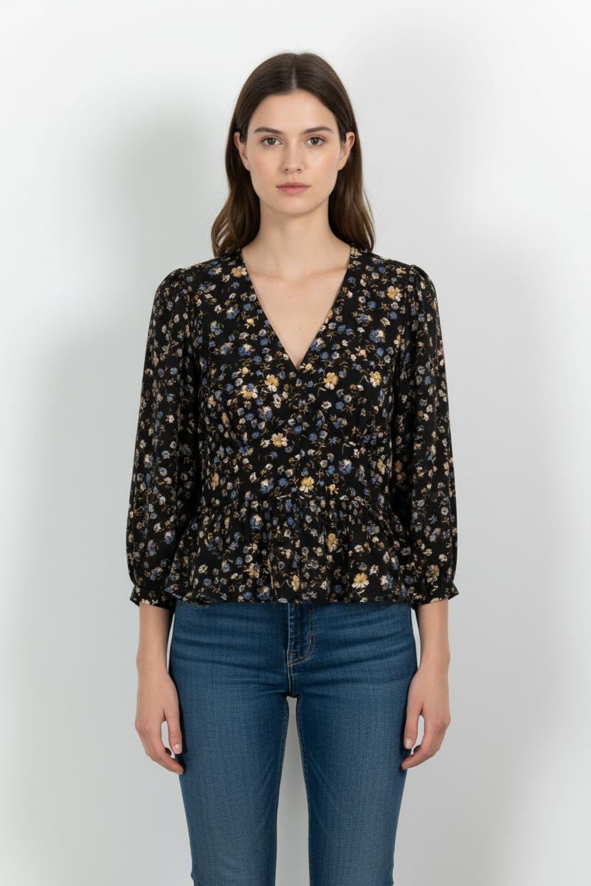 Blouse Noire et Fleurie - Taille S/36 de la marque Pablo | PARAD101977 - Vendu par Paradigme - Image 1