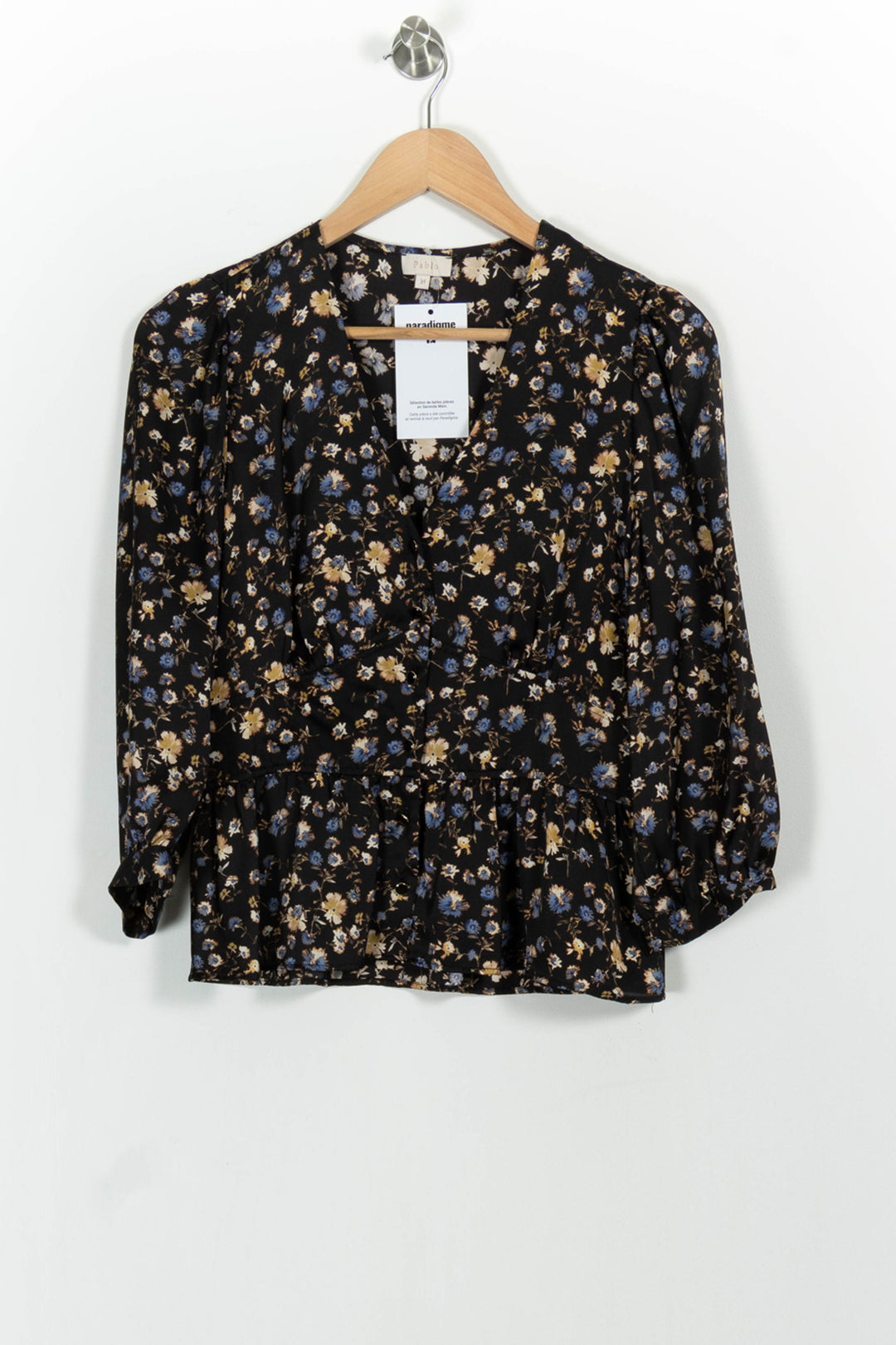 Blouse Noire et Fleurie - Taille S/36 de la marque Pablo | PARAD101977 - Vendu par Paradigme - Image 2