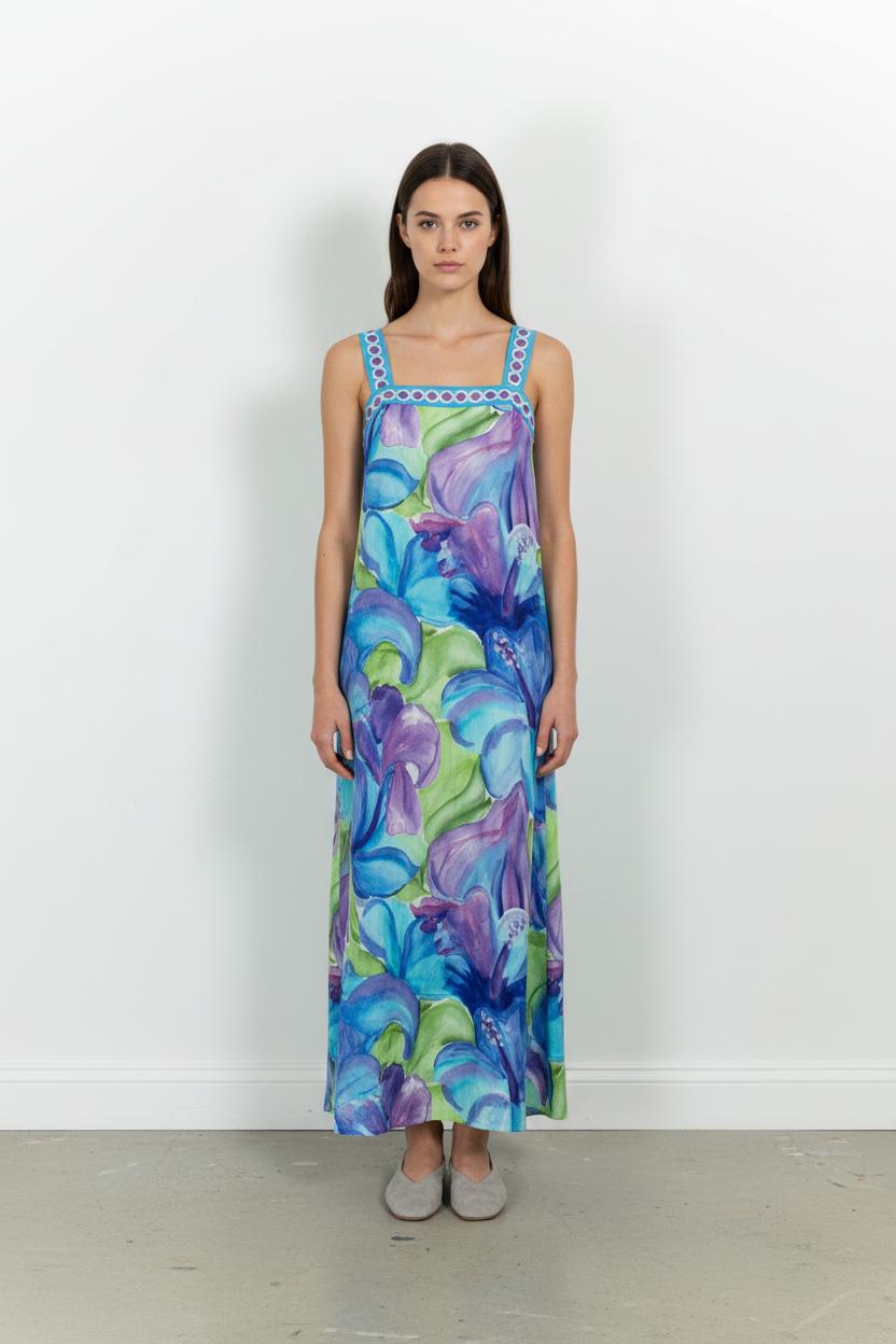 Robe Longue Bleu et Vert - Taille XXL/44 de la marque Soi Paris | PARAD101978 - Vendu par Paradigme - Image 1