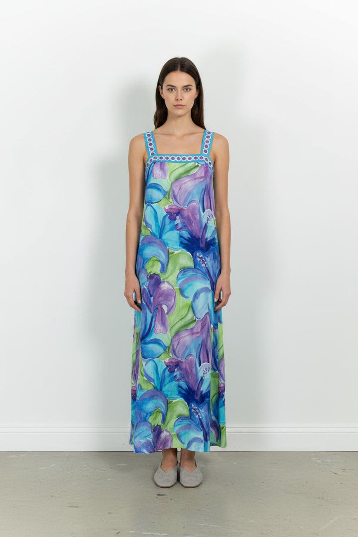 Robe Longue Bleu et Vert - Taille XXL/44 de la marque Soi Paris | PARAD101978 - Vendu par Paradigme - Image 1