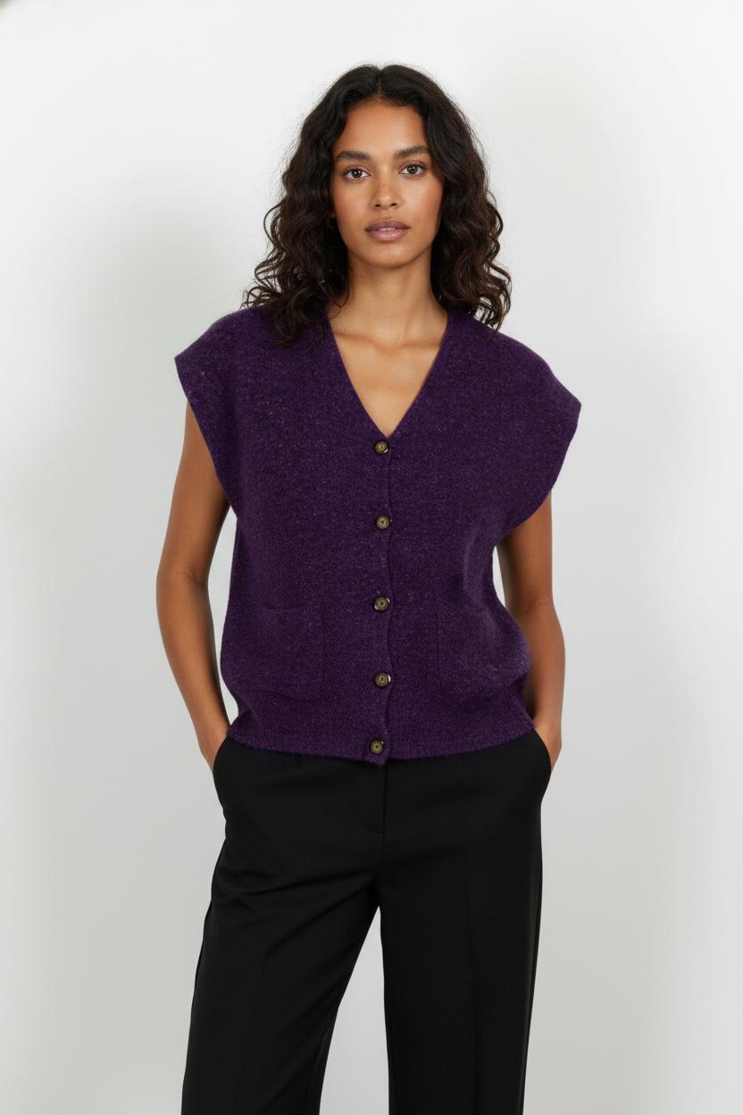Gilet Violet - Taille M/38 de la marque Caroll | PARAD101980 - Vendu par Paradigme - Image 1
