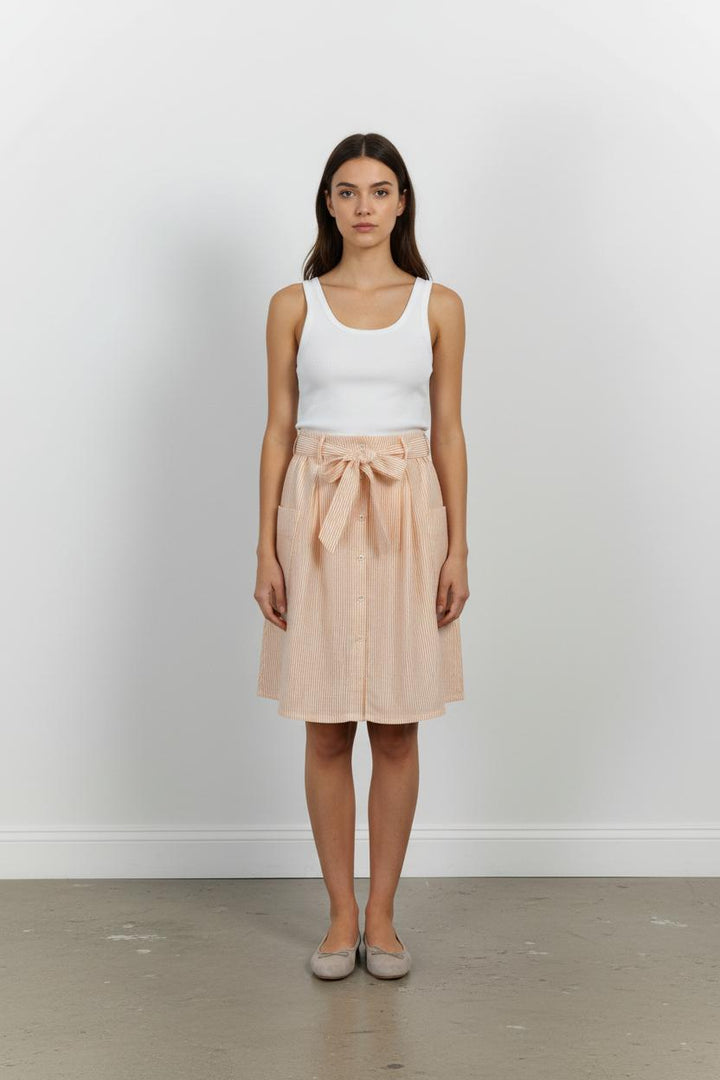 Jupe Courte Orange et Blanche - Taille S/36 de la marque Marie Sixtine | PARAD101995 - Vendu par Paradigme - Image 1
