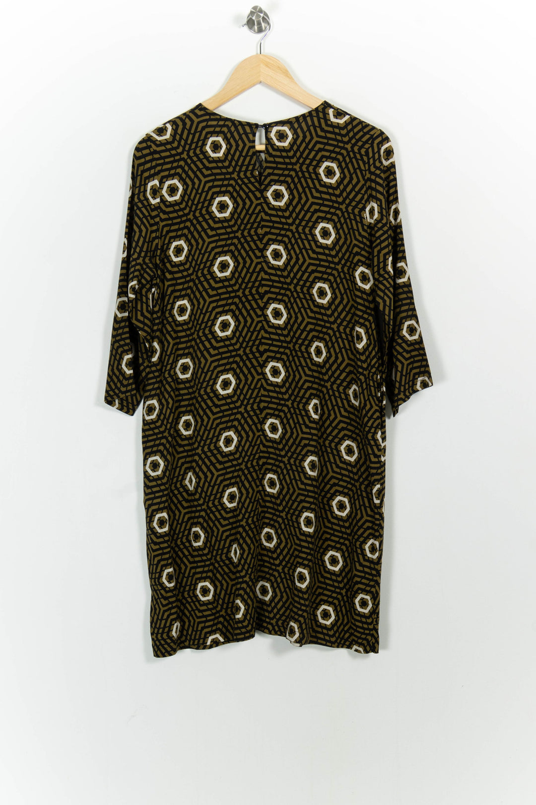Robe Droite Noire et Kaki - Taille M/38 de la marque La Fée Maraboutée | PARAD102005 - Vendu par Paradigme - Image 4