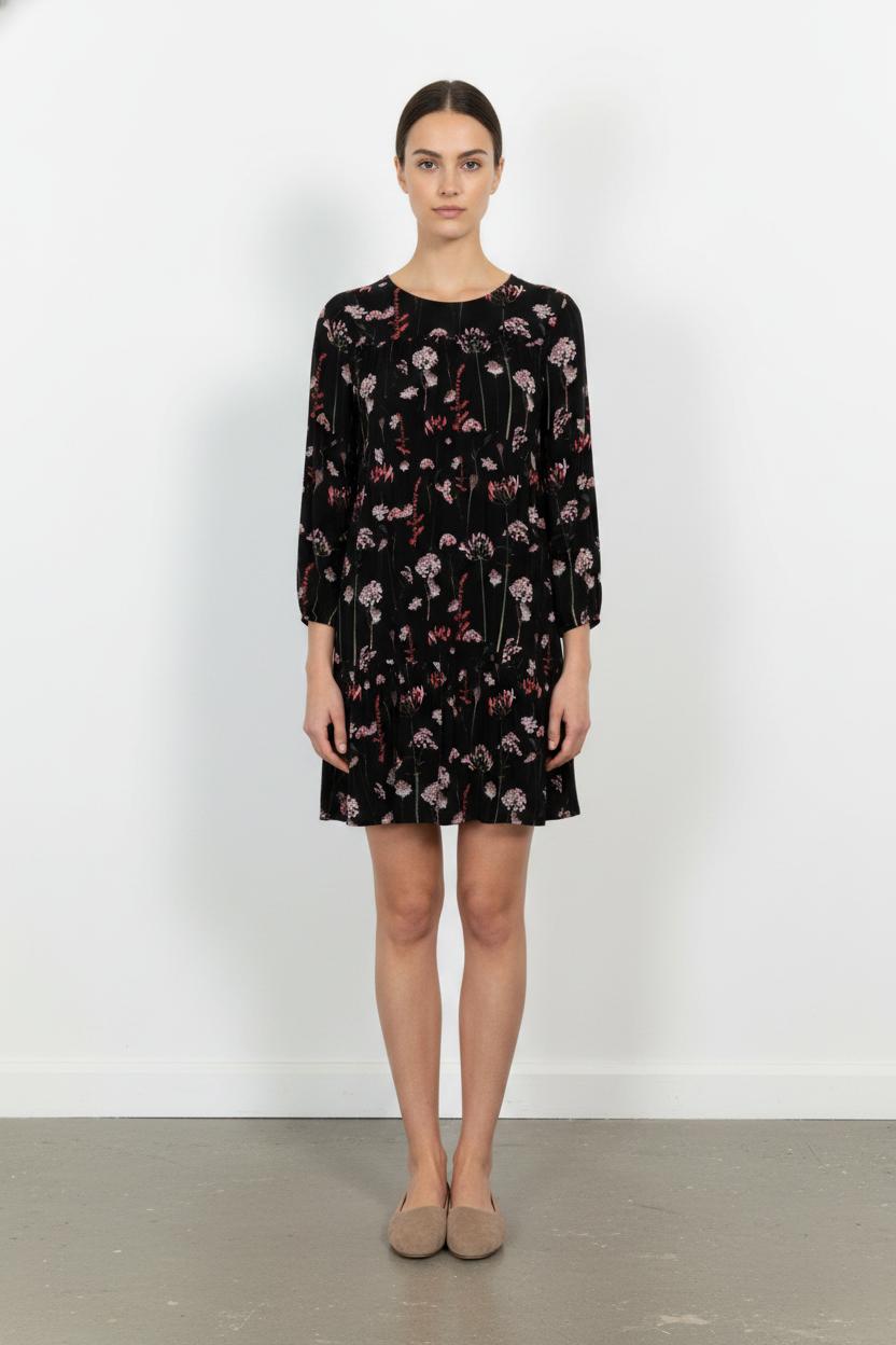 Robe Noire à Fleurs Roses - Taille S/36 de la marque La Fée Maraboutée | PARAD102006 - Vendu par Paradigme - Image 1