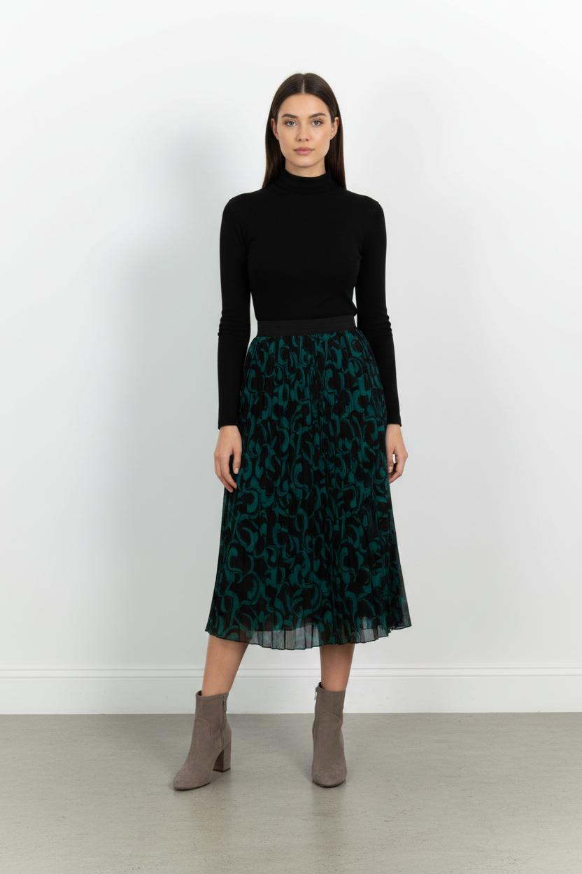 Jupe Plissée Verte et Noire - Taille L/40 de la marque La Fée Maraboutée | PARAD102013 - Vendu par Paradigme - Image 1