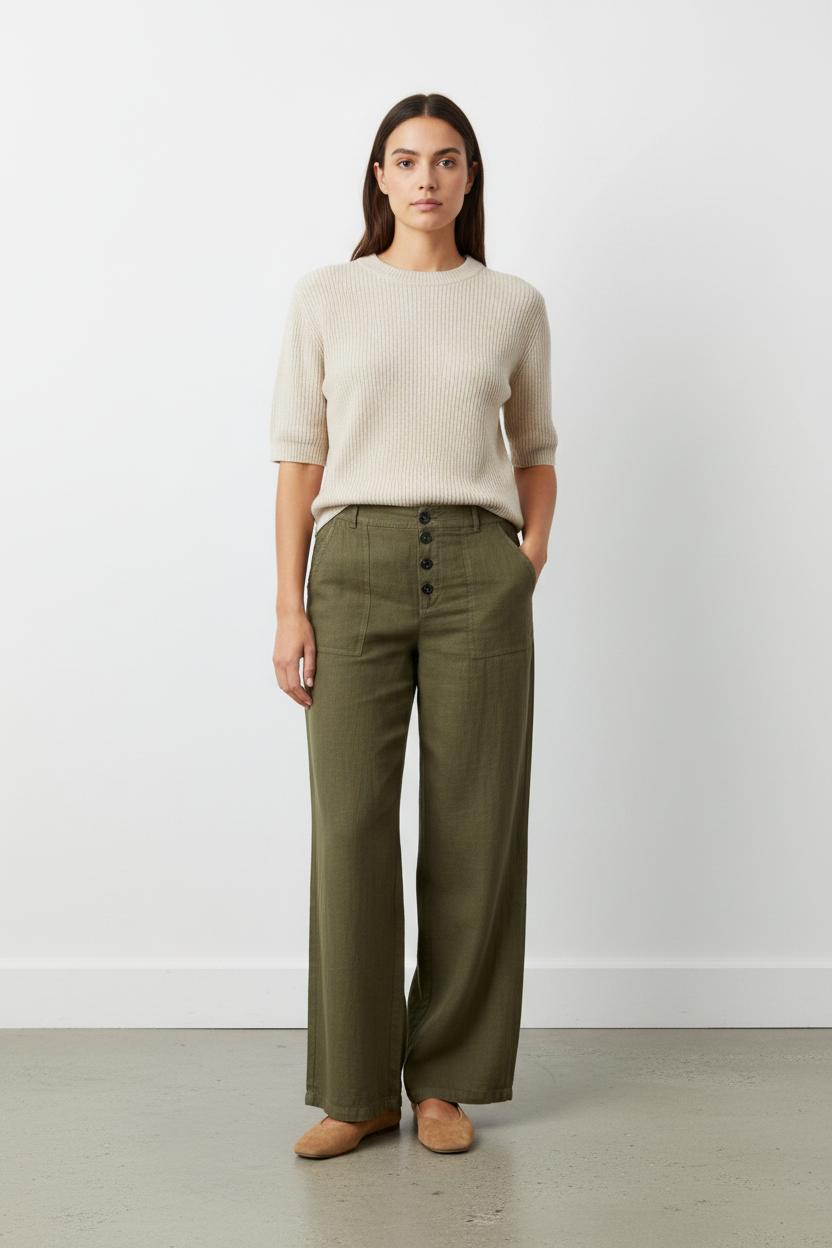 Pantalon Large Vert - Taille L/40 de la marque One Step | PARAD102016 - Vendu par Paradigme - Image 1