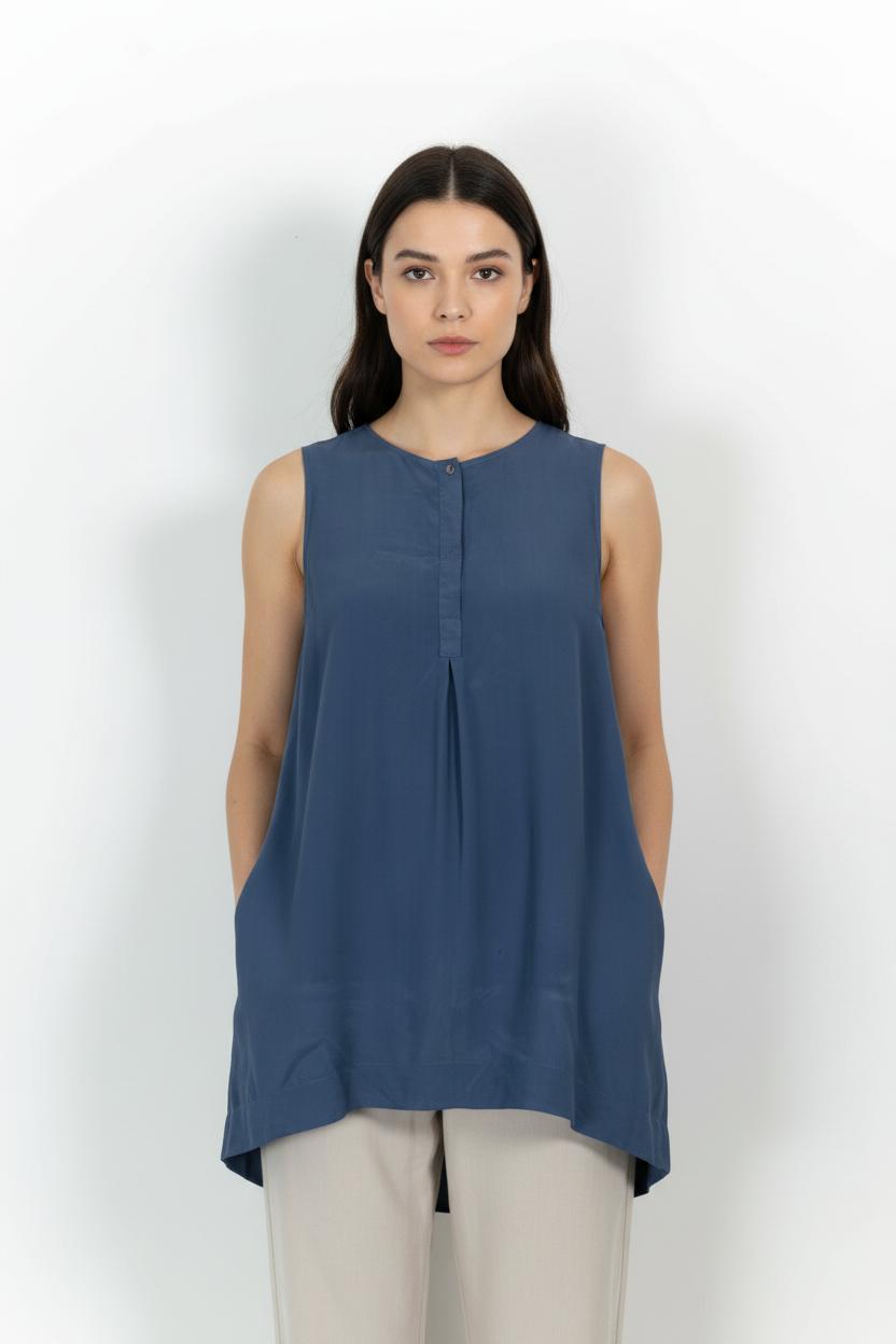 Blouse Sans Manches Bleue - Taille M/38 de la marque La Fée Maraboutée | PARAD102017 - Vendu par Paradigme - Image 1