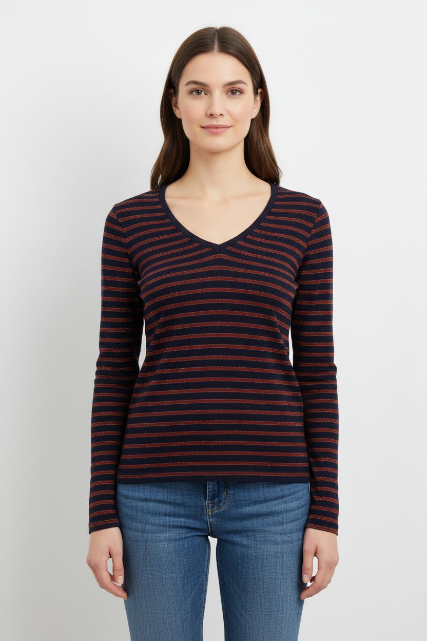 Tee-shirt Manche Longue Bleu Marine et Rouge - Taille M/38 de la marque One Step | PARAD102024 - Vendu par Paradigme - Image 1