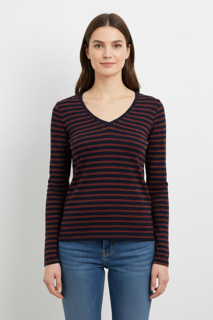 Tee-shirt Manche Longue Bleu Marine et Rouge - Taille M/38 de la marque One Step | PARAD102024 - Vendu par Paradigme - Image 1