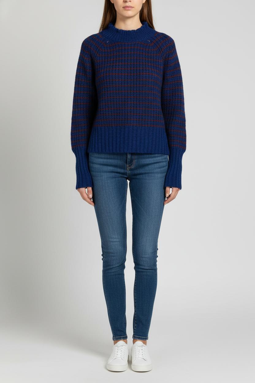 Pull Bleu et Marron - Taille M/38 de la marque Léon & Harper | PARAD102026 - Vendu par Paradigme - Image 1