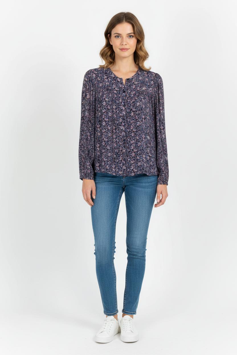 Blouse Fleurie Bleue et Rose - Taille L/40 de la marque I.Code | PARAD102028 - Vendu par Paradigme - Image 1