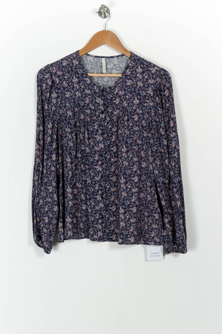 Blouse Fleurie Bleue et Rose - Taille L/40 de la marque I.Code | PARAD102028 - Vendu par Paradigme - Image 2