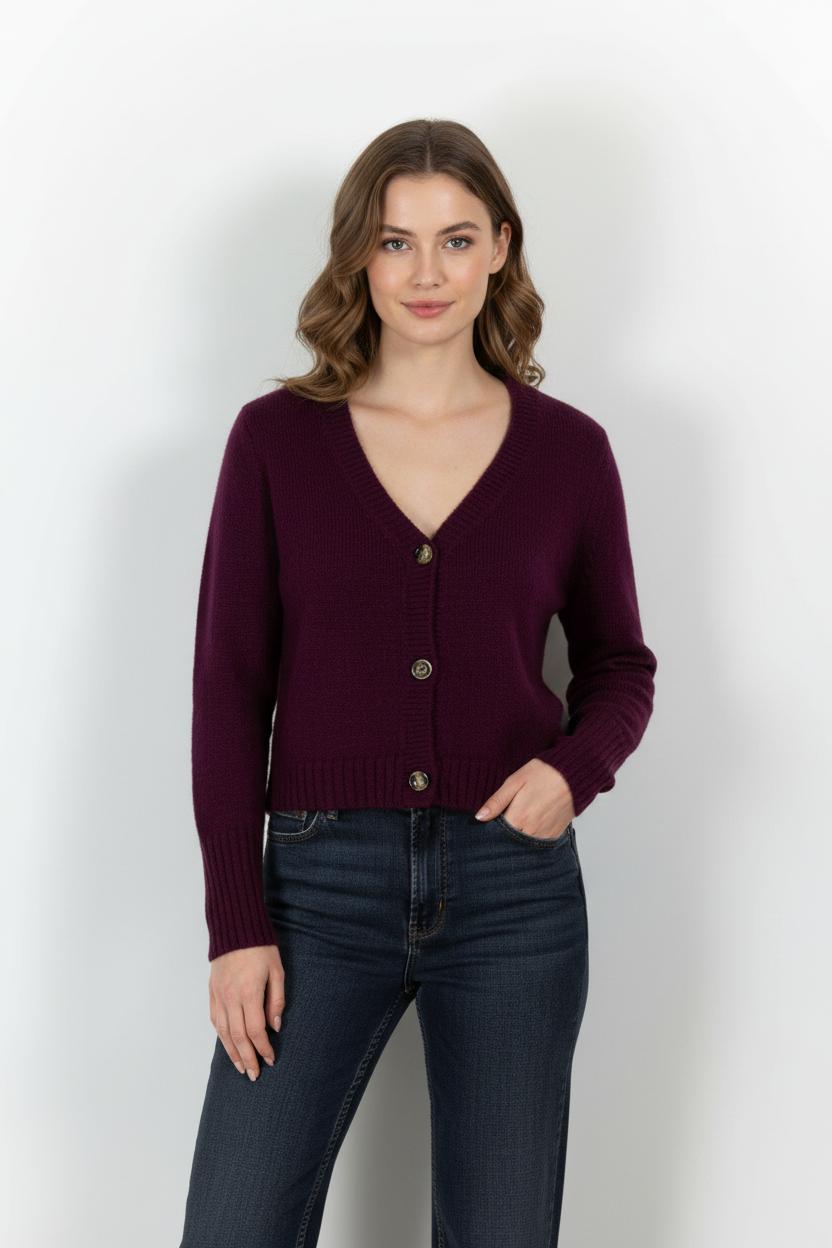 Cardigan Violet - Taille S/36 de la marque La Fée Maraboutée | PARAD102038 - Vendu par Paradigme - Image 1