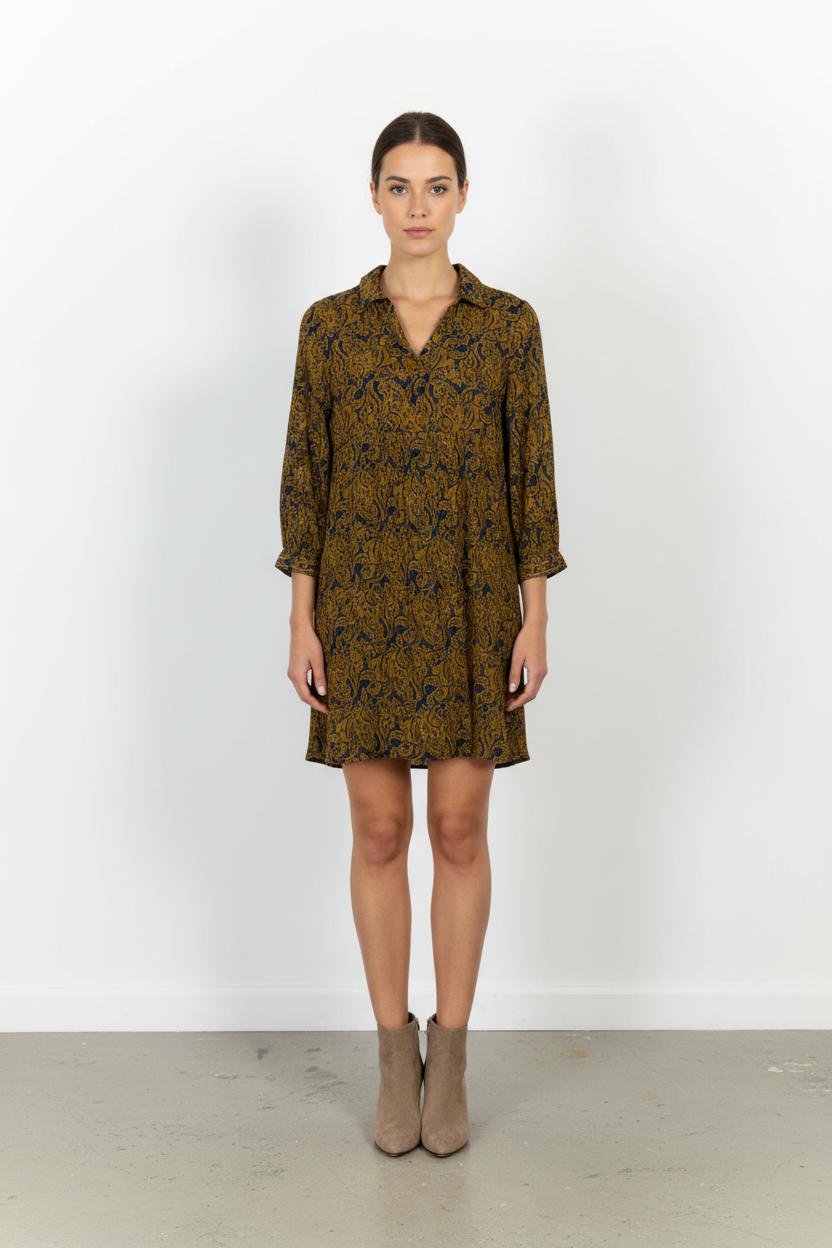 Robe Courte Moutarde et Bleue - Taille M/38 de la marque Maison 123 | PARAD102039 - Vendu par Paradigme - Image 1