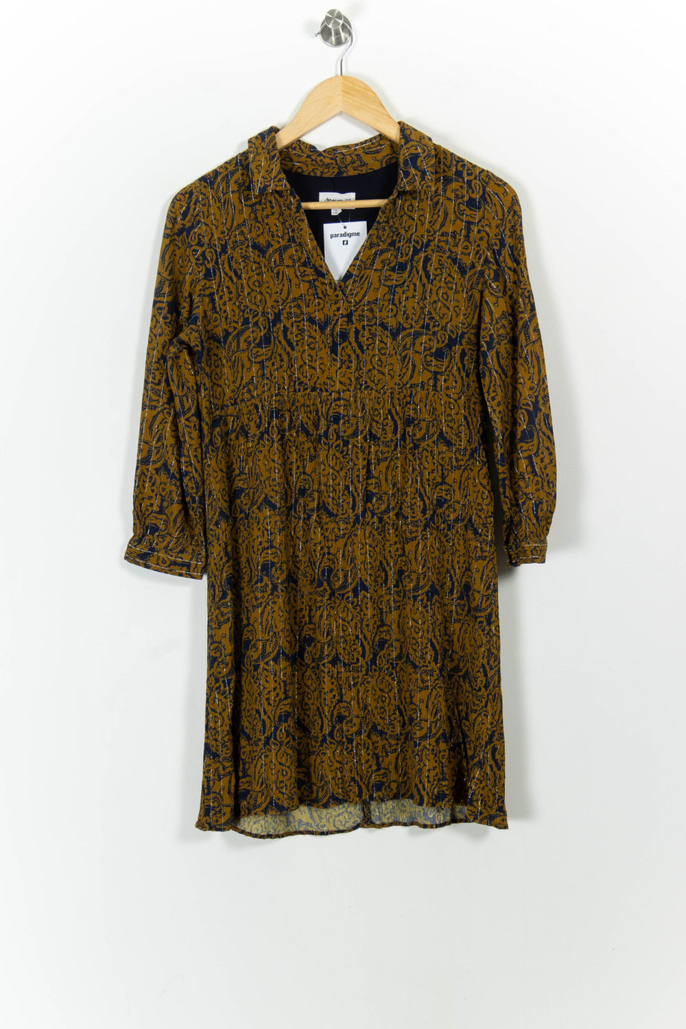Robe Courte Moutarde et Bleue - Taille M/38 de la marque Maison 123 | PARAD102039 - Vendu par Paradigme - Image 2