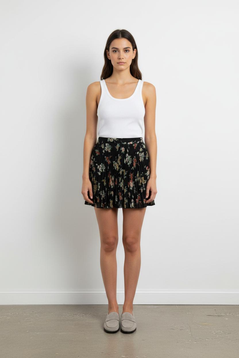 Jupe Plissée Noire et Fleurie - Taille M/38 de la marque Kookai | PARAD102059 - Vendu par Paradigme - Image 1