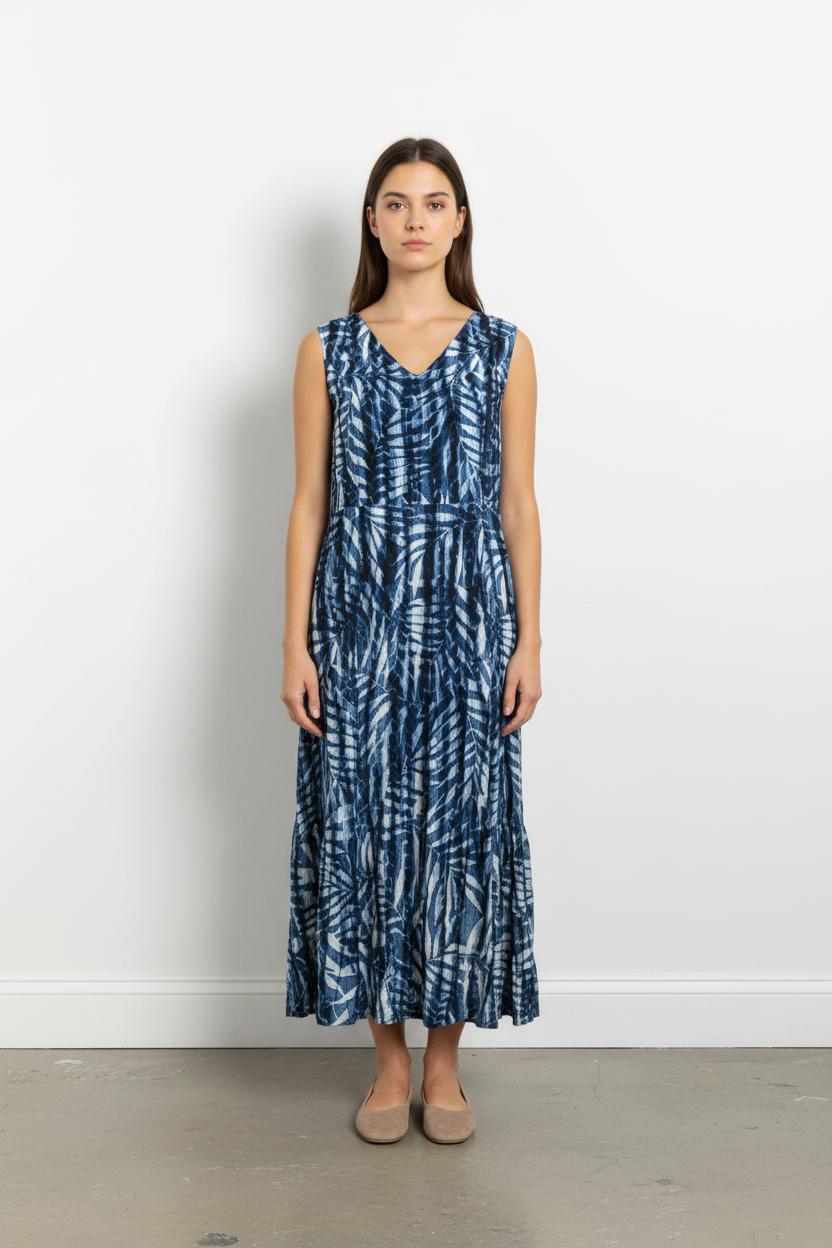 Robe longue bleue et blanche - Taille S/36 de la marque La Fée Maraboutée | PARAD102069 - Vendu par Paradigme - Image 1