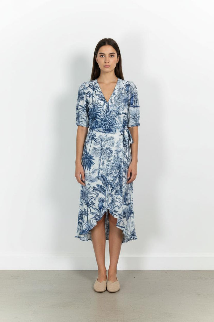 Robe Portefeuille Bleu et Blanc - Taille L/40 de la marque La Fée Maraboutée | PARAD102076 - Vendu par Paradigme - Image 1
