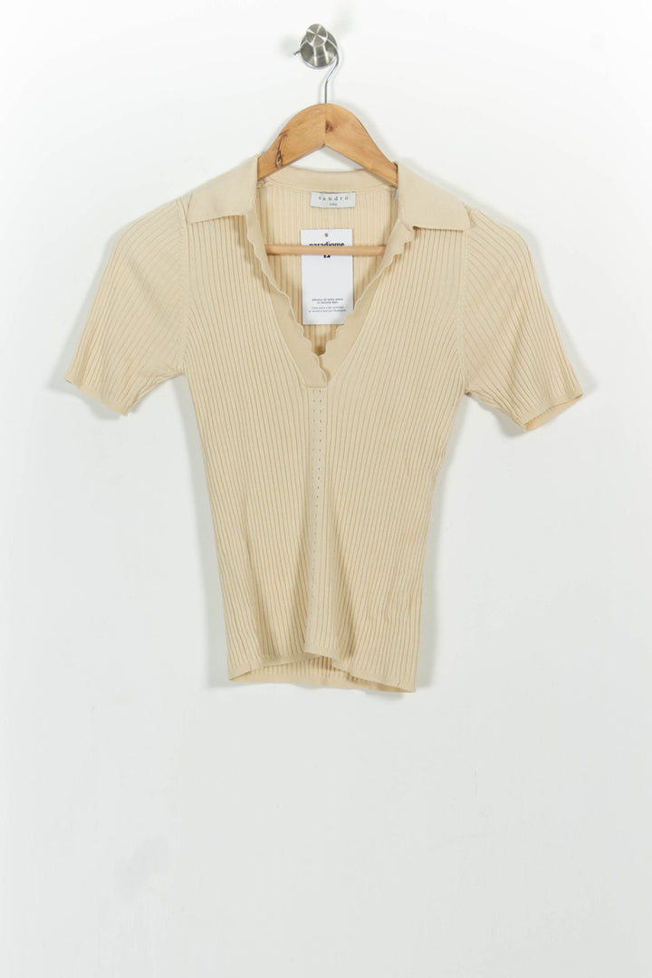 Polo Beige - Taille M/38 de la marque Sandro | PARAD102081 - Vendu par Paradigme - Image 2
