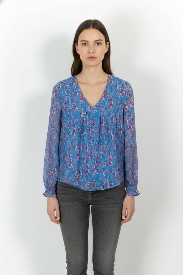 Blouse Fleurie Bleue et Rose - Taille M/38 de la marque Sud express | PARAD102100 - Vendu par Paradigme - Image 1