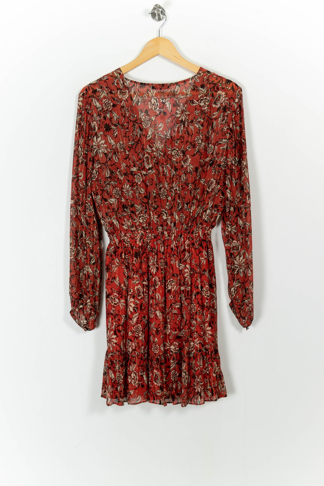 Robe Fleurie Rouge et Beige - Taille XL/42 de la marque ZAPA | PARAD102126 - Vendu par Paradigme - Image 4