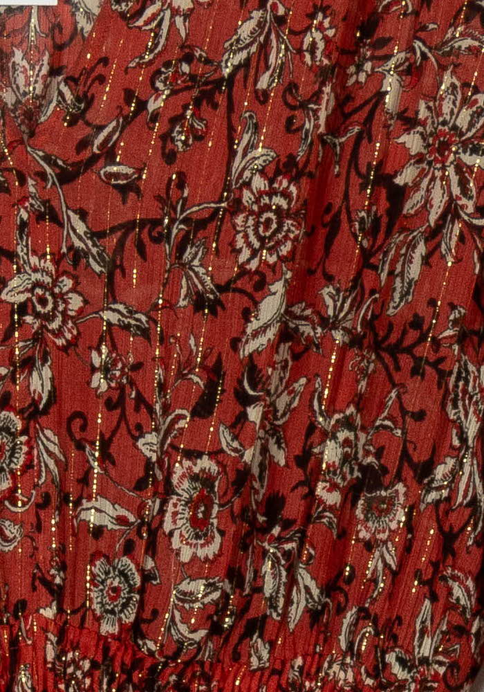 Robe Fleurie Rouge et Beige - Taille XL/42 de la marque ZAPA | PARAD102126 - Vendu par Paradigme - Image 3