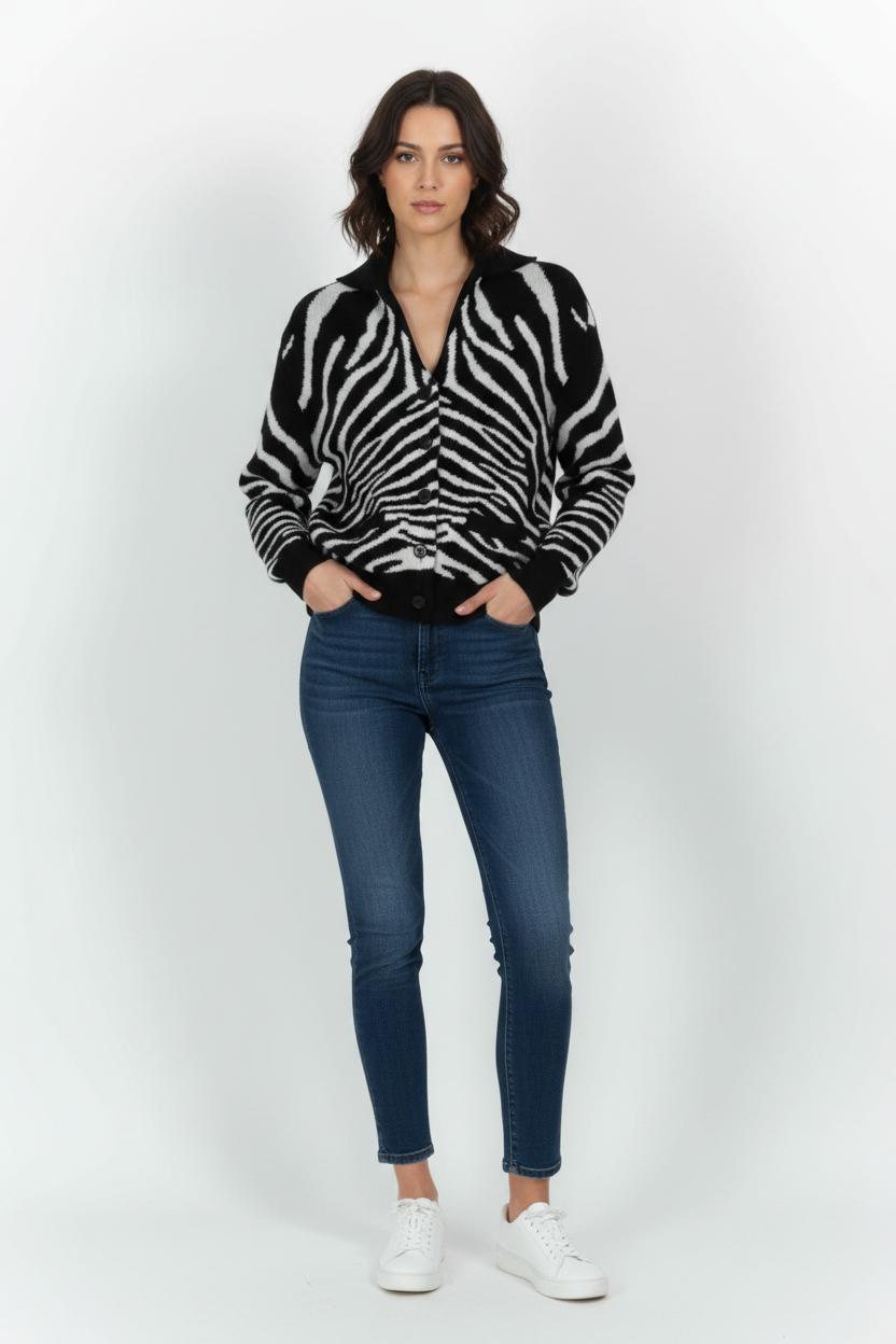 Cardigan Noir et Blanc - Taille XS/34 de la marque The Kooples | PARAD102161 - Vendu par Paradigme - Image 1