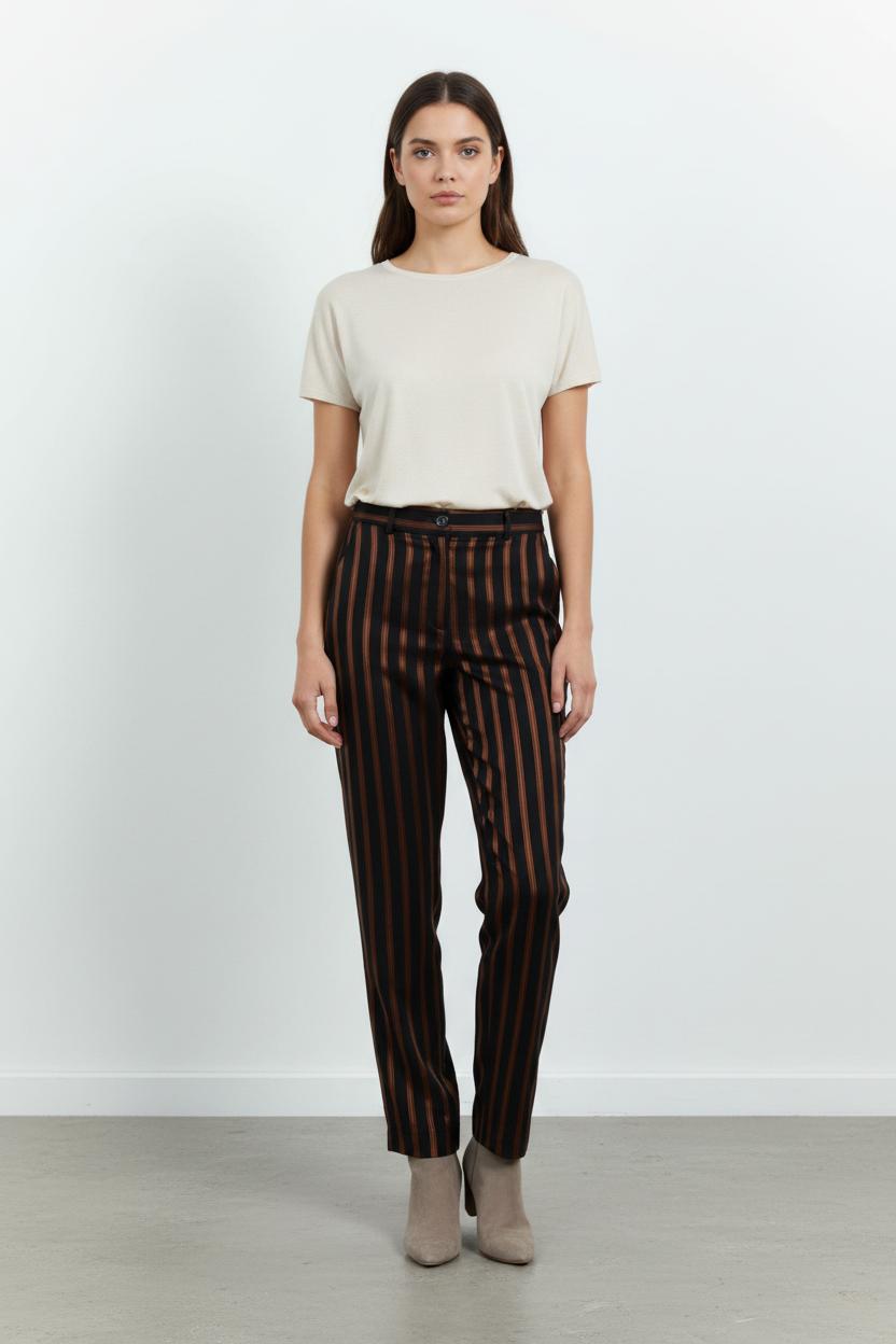Pantalon Rayé Noir et Marron - Taille S/36 de la marque Claudie Pierlot | PARAD102167 - Vendu par Paradigme - Image 1