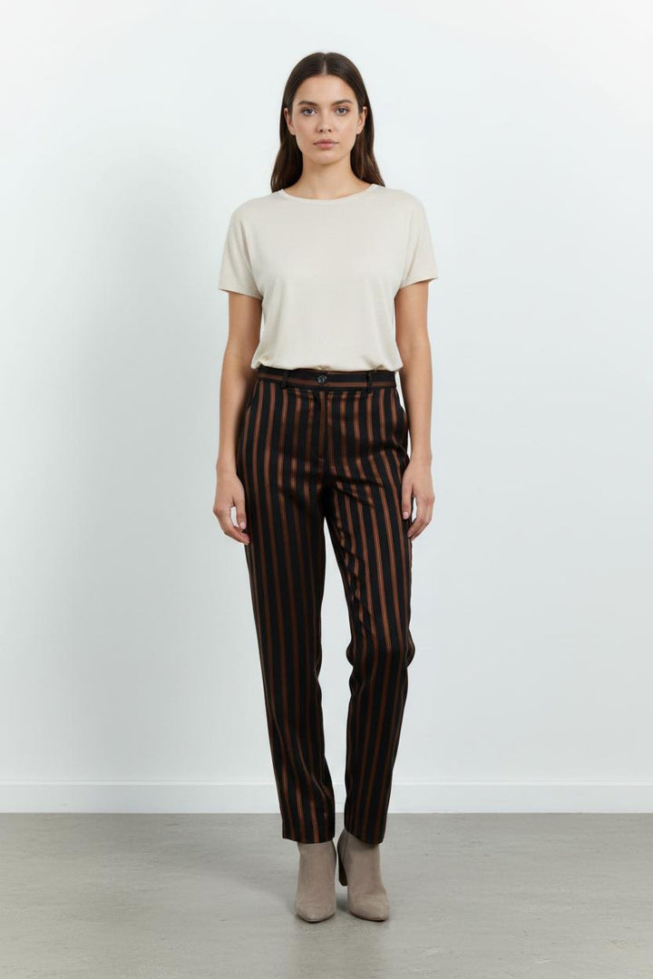 Pantalon Rayé Noir et Marron - Taille S/36 de la marque Claudie Pierlot | PARAD102167 - Vendu par Paradigme - Image 1