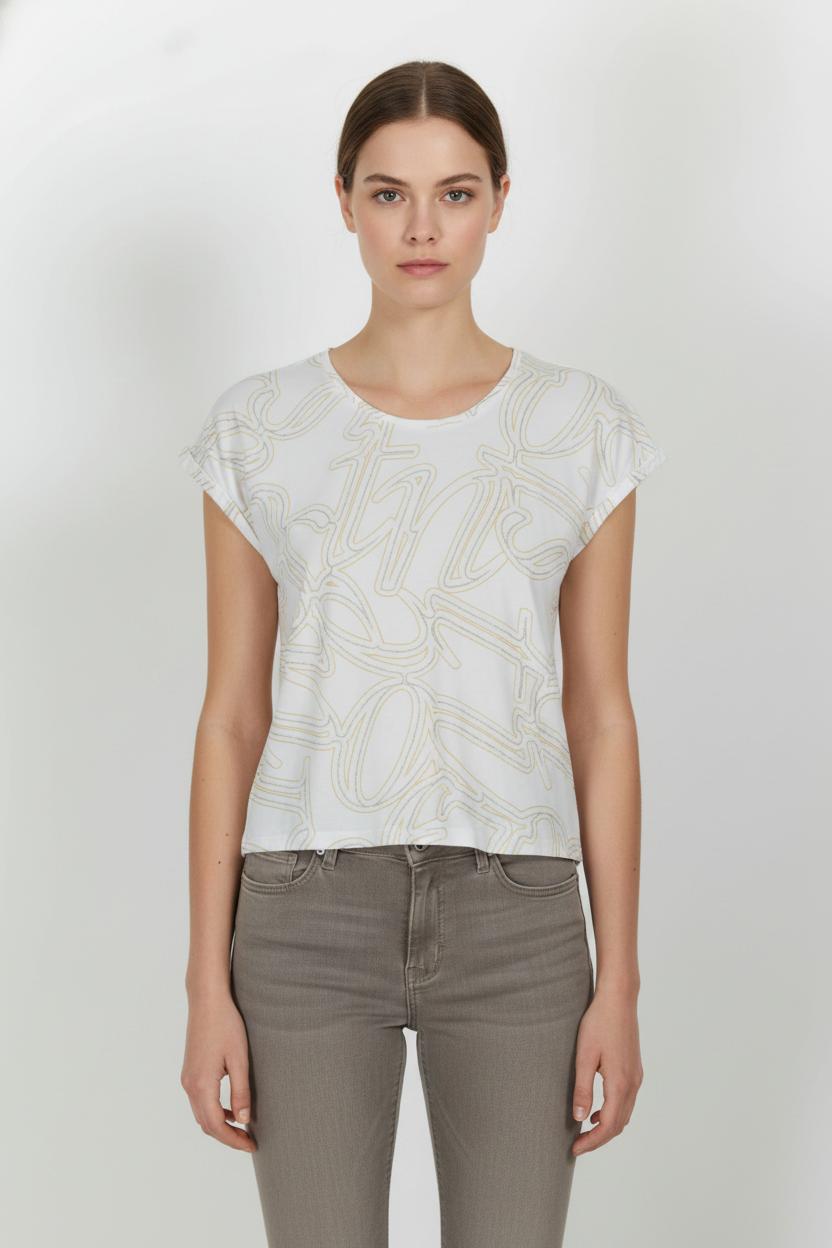 Tee-shirt Blanc et Beige - Taille S/36 de la marque One Step | PARAD102171 - Vendu par Paradigme - Image 1