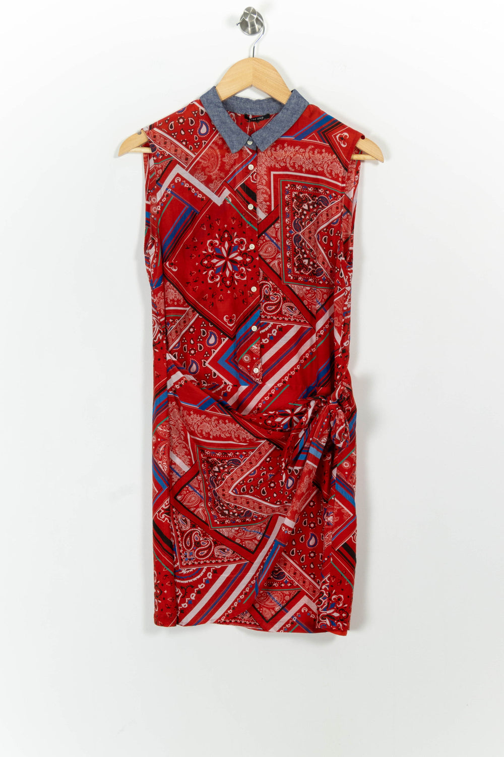 Robe Chemise Rouge et Bleu - Taille M/38 de la marque One Step | PARAD102174 - Vendu par Paradigme - Image 2