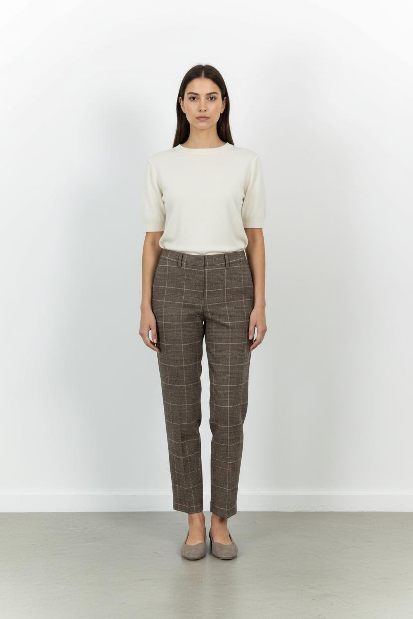 Pantalon Carreaux Marron et Beige - Taille M/38 de la marque Pablo | PARAD102181 - Vendu par Paradigme - Image 1