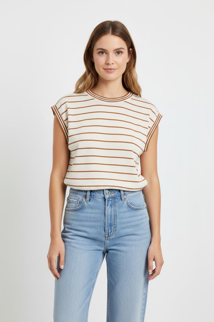 Tee-shirt Beige et Marron - Taille XS/34 de la marque La Fée Maraboutée | PARAD102185 - Vendu par Paradigme - Image 1