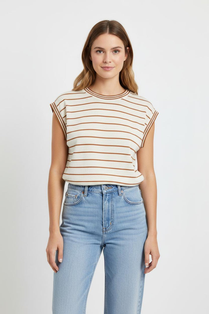 Tee-shirt Beige et Marron - Taille XS/34 de la marque La Fée Maraboutée | PARAD102185 - Vendu par Paradigme - Image 1